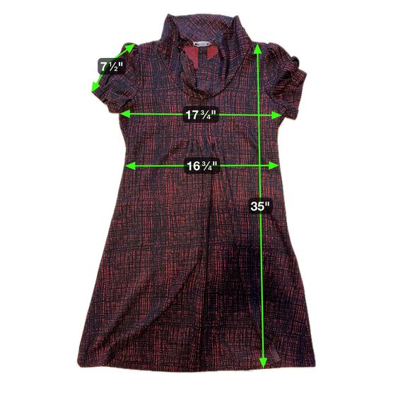 Calvin Klein Red Black Cowl Neck Short Sleeve Shift Dress Size 10 - Picture 8 of 8